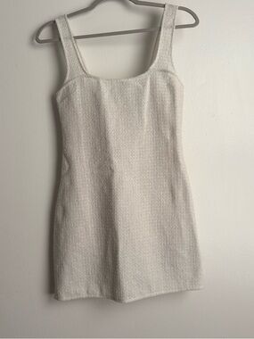 h&m linen blend off the shoulder dress Women's White Linen-blend off-the-shoulder dress